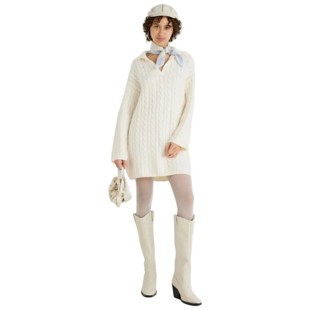 NEW - Abercrombie & Fitch Notch Neck Mini jumper dress in jet stream color - MED